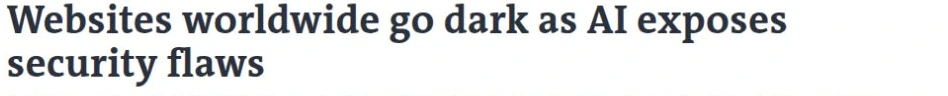 Captură a titlului publicat de Le Monde: Websites worldwide go dark as AI exposes security flaws